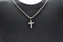 Load image into Gallery viewer, Mens Stainless Steel Cross Pendant With Cubic Zirconia Embedded - Blackjack Jewelry