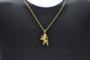 Mens Gold Stainless Steel Lion Pendant - Blackjack Jewelry