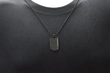 Load image into Gallery viewer, Mens Black Plated Stainless Steel Engravable Dog Tag  Pendant Necklace
