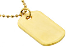 Load image into Gallery viewer, Mens Gold Stainless Steel Engravable Dog Tag  Pendant Necklace - Blackjack Jewelry

