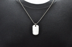 Mens Matte Finish Stainless Steel Engravable Dog Tag Pendant