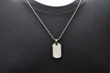 Load image into Gallery viewer, Mens Black Plated Stainless Steel Dog Tag Pendant Necklace With Black Cubic Zirconia

