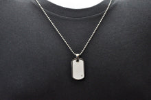 Load image into Gallery viewer, Mens Black Plated Stainless Steel Dog Tag Pendant Necklace With Black Cubic Zirconia