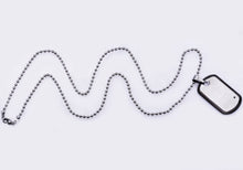 Load image into Gallery viewer, Mens Black Plated Stainless Steel Dog Tag Pendant Necklace With Black Cubic Zirconia - Blackjack Jewelry