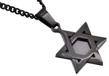 Load image into Gallery viewer, Mens Black Stainless Steel Star Of David Pendant Necklace
