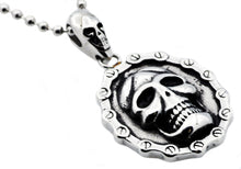 Load image into Gallery viewer, Mens Stainless Steel Biker Skull Pendant Necklace - Blackjack Jewelry