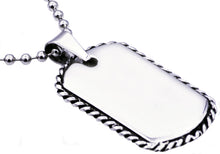 Load image into Gallery viewer, Mens Rope Border Stainless Steel Dog Tag Pendant Necklace - Blackjack Jewelry