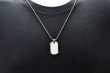 Load image into Gallery viewer, Mens Rope Border Stainless Steel Dog Tag Pendant Necklace - Blackjack Jewelry

