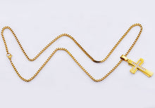 Load image into Gallery viewer, Mens Gold Stainless Steel Cross Pendant Necklace With Cubic Zirconia - Blackjack Jewelry