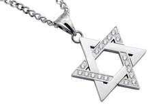 Load image into Gallery viewer, Mens Stainless Steel Star Of David Pendant With Cubic Zirconia
