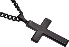 Load image into Gallery viewer, Mens Black Stainless Steel Cross Pendant Necklace - Blackjack Jewelry
