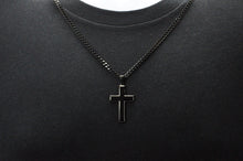Load image into Gallery viewer, Mens Black Stainless Steel Cross Pendant Necklace
