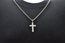 Load image into Gallery viewer, Mens Polished Stainless Steel Cross Pendant Necklace