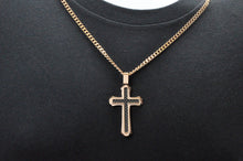 Load image into Gallery viewer, Mens Carbon Fiber Rose Stainless Steel Cross Pendant