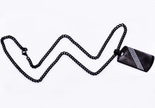 Load image into Gallery viewer, Mens Black Plated Stainless Steel Dog Tag Pendant With Cubic Zirconia - Blackjack Jewelry