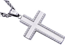 Load image into Gallery viewer, Mens Stainless Steel Cross Pendant With Cubic Zirconia - Blackjack Jewelry