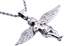 Load image into Gallery viewer, Mens Stainless Steel Cherub Pendant With Cubic Zirconia - Blackjack Jewelry