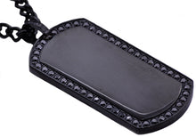 Load image into Gallery viewer, Mens Black Plated Stainless Steel Dog Tag Pendant With Black Cubic Zirconia - Blackjack Jewelry