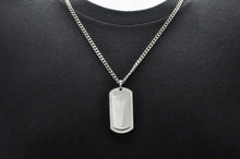 Load image into Gallery viewer, Mens Stainless Steel Dog Tag Pendant With Cubic Zirconia - Blackjack Jewelry