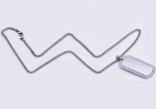 Load image into Gallery viewer, Mens Stainless Steel Dog Tag Pendant With Cubic Zirconia - Blackjack Jewelry