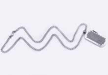 Load image into Gallery viewer, Mens Stainless Steel Dog Tag Pendant With Black Cubic Zirconia - Blackjack Jewelry