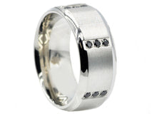 Load image into Gallery viewer, Men's Stainless Steel Band With Black Cubic Zirconia - Blackjack Jewelry