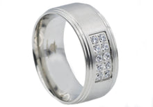 Load image into Gallery viewer, Mens Stainless Steel Band With Cubic Zirconia - Blackjack Jewelry