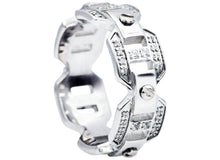 Load image into Gallery viewer, Mens Stainless Steel Band With Cubic Zirconia - Blackjack Jewelry