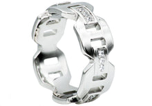 Load image into Gallery viewer, Mens Stainless Steel Band With Cubic Zirconia - Blackjack Jewelry