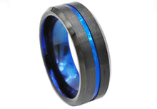 Load image into Gallery viewer, Mens Black And Blue Plated Tungsten Band Ring - Blackjack Jewelry