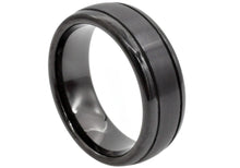 Load image into Gallery viewer, Mens 8mm Black Tungsten Double Stripe Band Ring - Blackjack Jewelry
