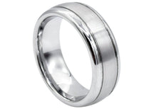 Load image into Gallery viewer, Mens 8mm Brushed And Polished Tungsten Double Stripe Band Ring - Blackjack Jewelry
