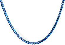 Load image into Gallery viewer, Mens 4mm Blue Stainless Steel Franco Link Chain Necklace - Blackjack Jewelry
