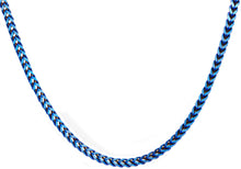 Load image into Gallery viewer, Mens 4mm Blue Stainless Steel Franco Link Chain Necklace - Blackjack Jewelry