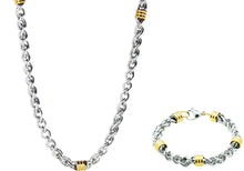 Load image into Gallery viewer, Mens Two Tone Stainless Steel Link Chain Set - Blackjack Jewelry