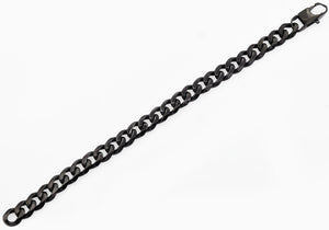 Mens Black Plated Stainless Steel Curb Link Chain Bracelet - Blackjack Jewelry