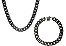 Load image into Gallery viewer, Mens 10mm Black Stainless Steel Curb Link Chain Set - Blackjack Jewelry
