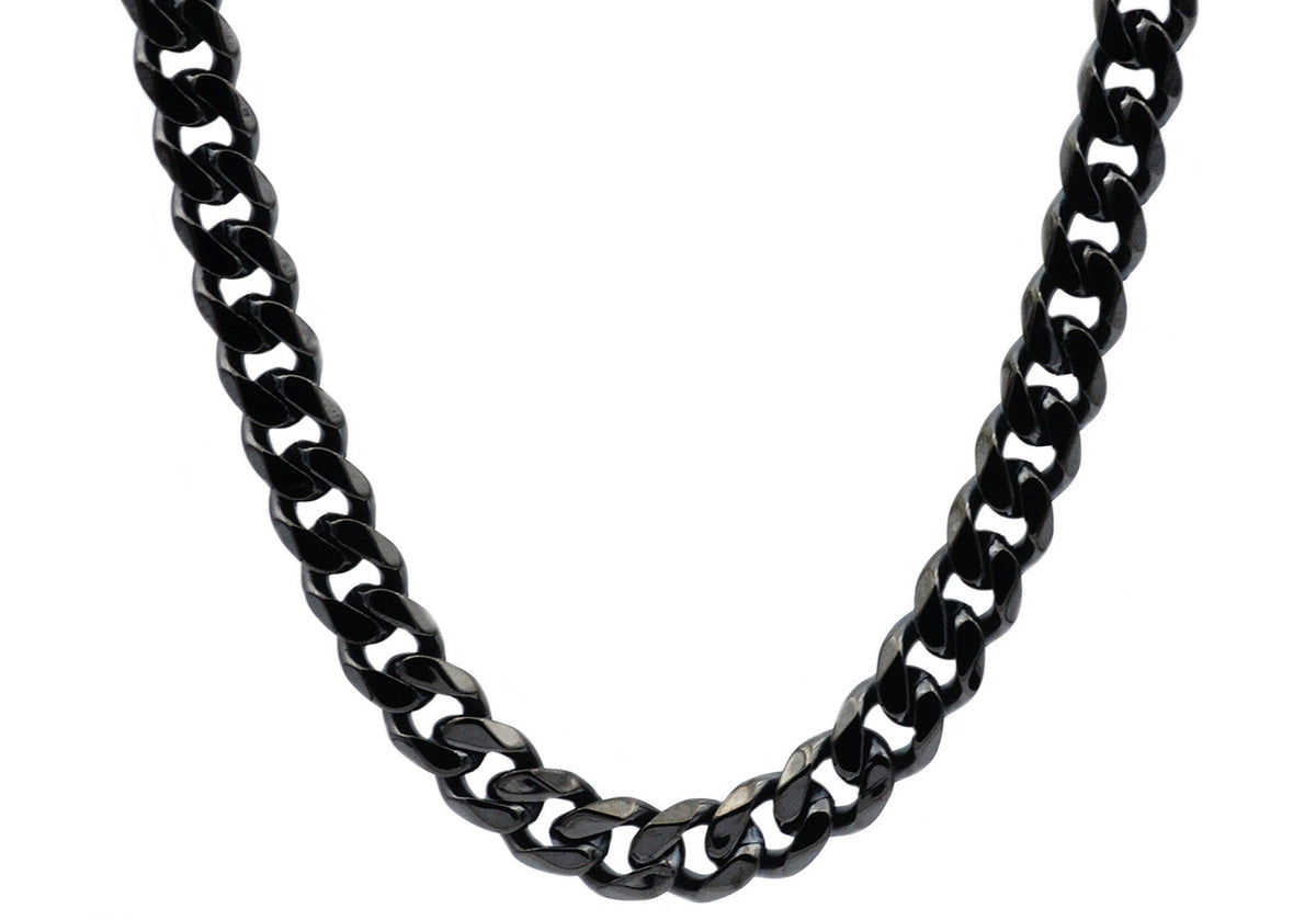 WALLET CHAIN CURB BLACK 10MM STAINLESS STEEL 18, 24 & 30