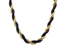 Load image into Gallery viewer, Mens Gold And Black Stainless Steel Rope Chain Necklace - Blackjack Jewelry