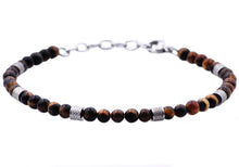 Load image into Gallery viewer, Mens Genuine Tiger Eye Stainless Steel Beaded Bracelet - Blackjack Jewelry