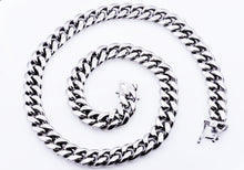 Load image into Gallery viewer, Mens 14mm Stainless Steel Cuban Link Chain Necklace With Box Clasp - Blackjack Jewelry