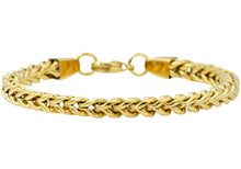 Load image into Gallery viewer, Mens Gold Stainless Steel Rounded Franco Link Chain Bracelet - Blackjack Jewelry
