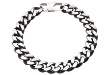 Load image into Gallery viewer, Mens Two-Toned Matt Black Stainless Steel Curb Link Bracelet - Blackjack Jewelry
