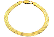 Load image into Gallery viewer, Mens Gold Plated Stainless Steel Herringbone Link Chain Bracelet - Blackjack Jewelry
