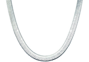 Mens Polished Stainless Steel Herringbone Link 24" Chain Necklace - Blackjack Jewelry