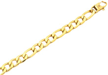 Load image into Gallery viewer, Mens Gold Plated Textured Stainless Steel Figaro Link Chain Bracelet - Blackjack Jewelry