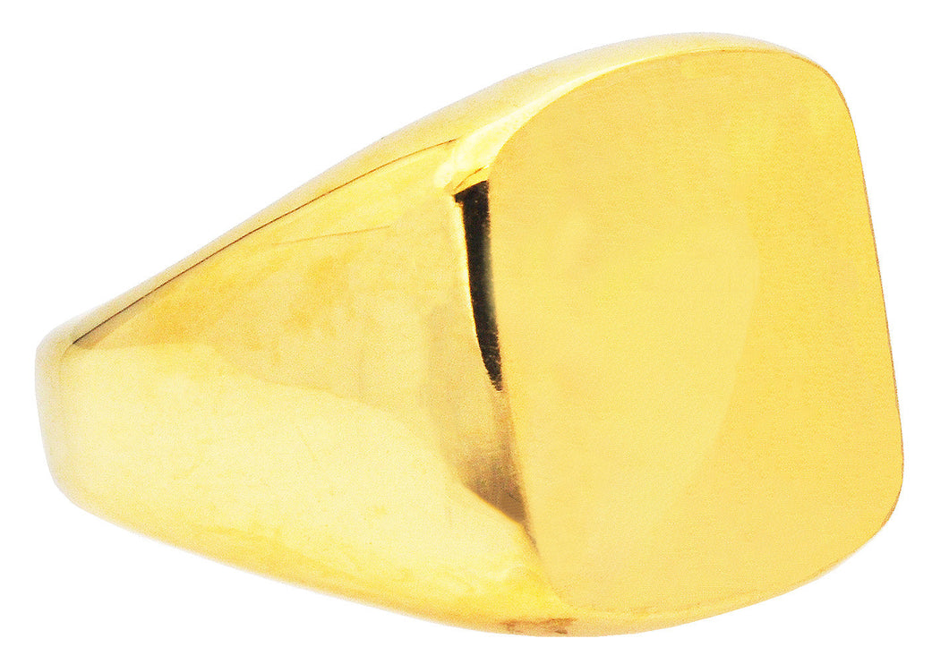 Mens Gold Stainless Steel Signet Ring