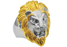 Load image into Gallery viewer, Mens Gold Stainless Steel Lion Ring - Blackjack Jewelry
