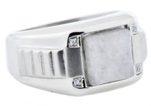 Load image into Gallery viewer, Mens Genuine Moonstone And Stainless Steel Ring With Cubic Zirconia - Blackjack Jewelry
