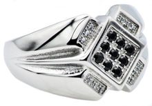 Load image into Gallery viewer, Mens Stainless Steel Ring With Black And White Cubic Zirconia - Blackjack Jewelry

